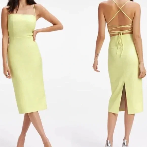 Good American | Dresses | Good American Butter Yellow Faux Leather Midi  Dress | Poshmark